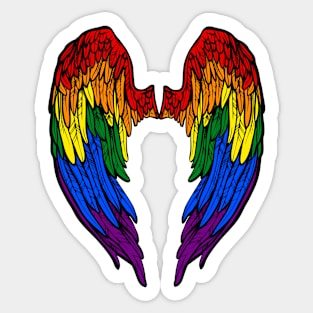 Gay Pride Rainbow Angels Wings Back Design T-Shirt, Phone Case and Others Sticker